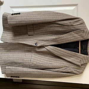 Talbots woven one button blazer brown gold black